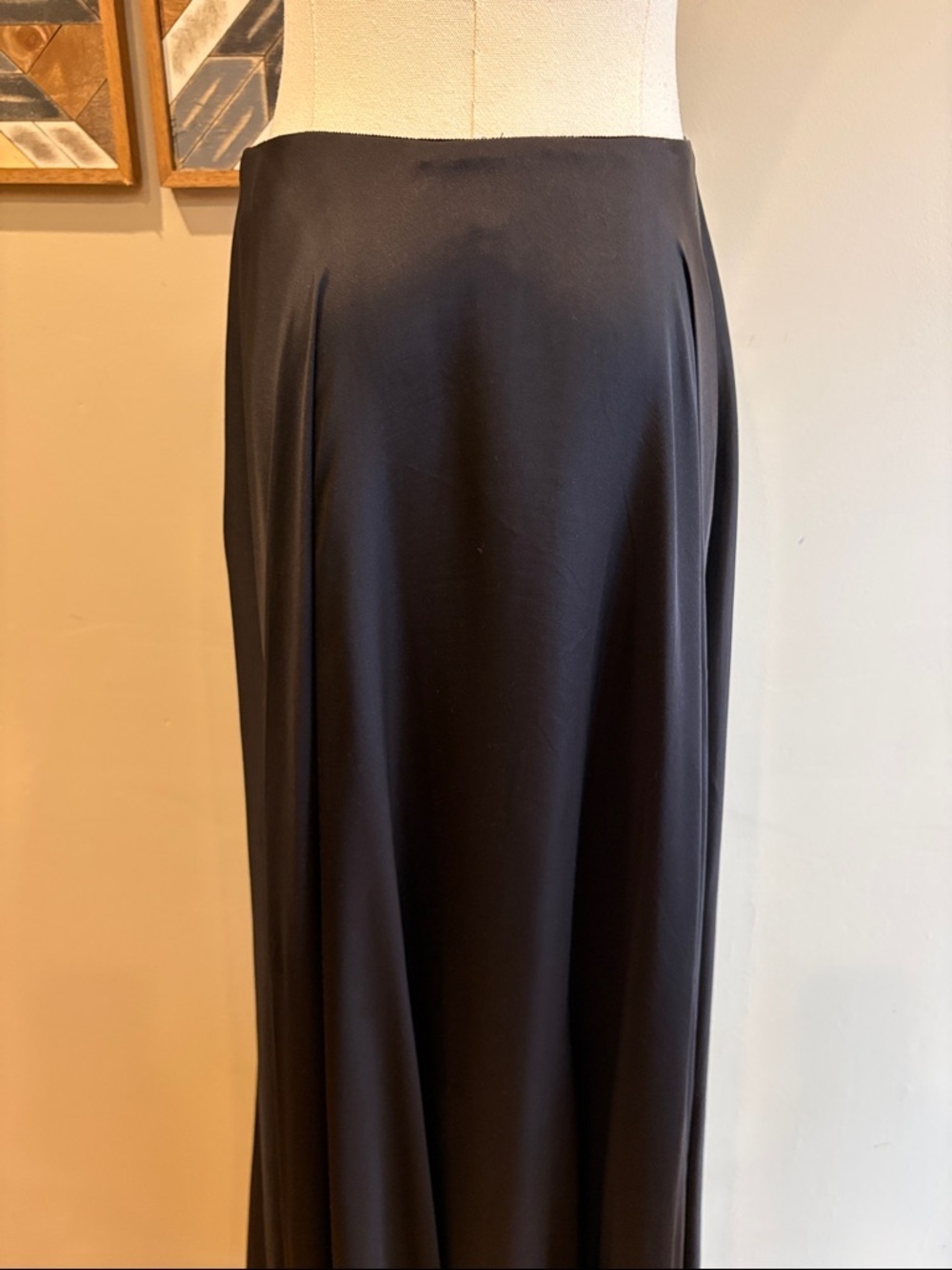 Vintage Ralph Lauren Collection Black A-Line Formal Silk Maxi Skirt size 4 - Picture 8 of 12
